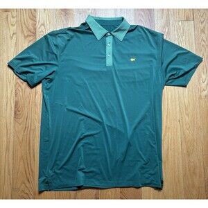 Masters Tech Golf Green Checkered Collar Polo Shirt Size XL Performance